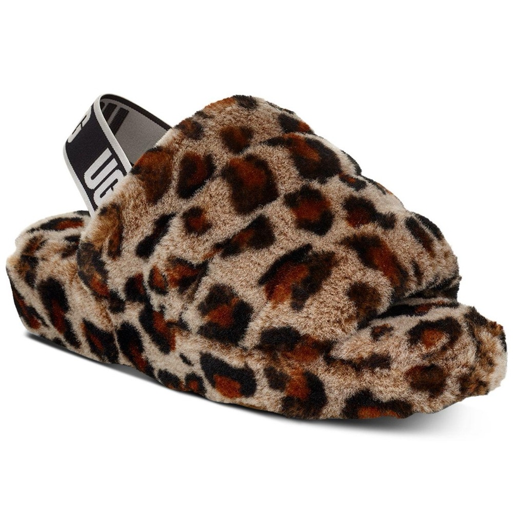 UGG Leopard Print Plush Slippers